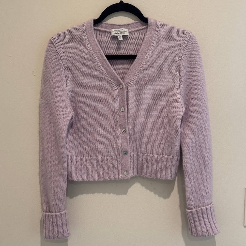 & Other Stories Lavender Button-Up Cardigan